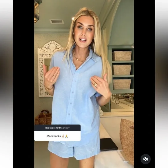 Julia Amory Blue Oxford Cabana Shorts Small New With Tags! - Picture 11 of 13